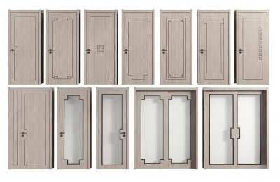 新中式室内门组合3D模型下载